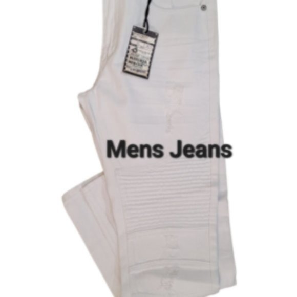 Bleecker Mercer P576 Men's White Denim Comfort Slim Taper Fit Jeans Size 32 X 32 - Picture 7 of 7